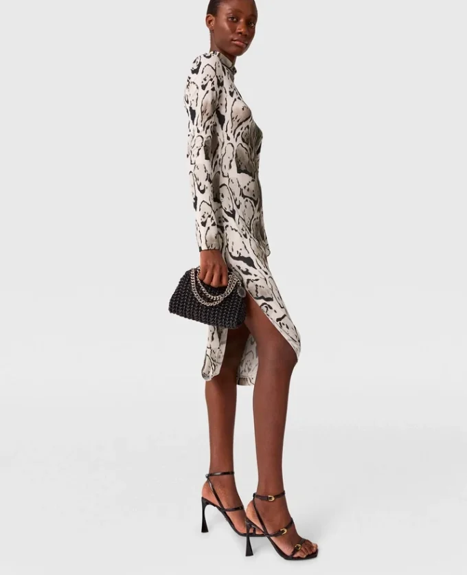 Robe midi drapée imprimé léopard nuage Robe midi drapée imprimé léopard nuage