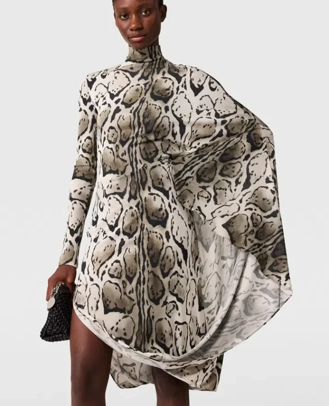 Robe midi drapée imprimé léopard nuage Robe midi drapée imprimé léopard nuage