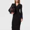 Robe midi en maille côtelée à col zippé