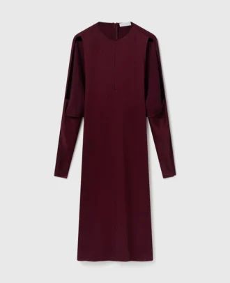Robe midi en satin à manches cape et découpes