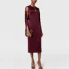 Robe midi en satin à manches cape et découpes