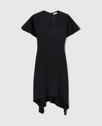 Robe midi en satin à manches courtes et encolure en V