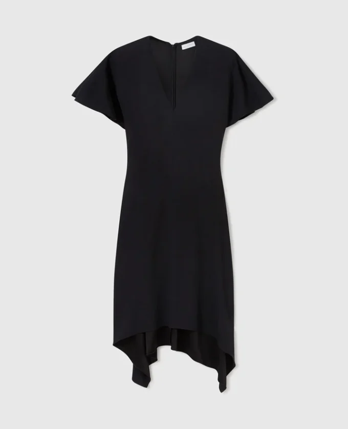 Robe midi en satin à manches courtes et encolure en V Robe midi en satin à manches courtes et encolure en V