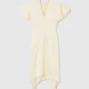 Robe midi en satin à manches courtes et encolure en V Robe midi en satin à manches courtes et encolure en V