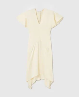 Robe midi en satin à manches courtes et encolure en V