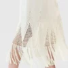 Robe midi à franges en maille ajourée Robe midi à franges en maille ajourée