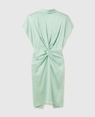 Robe midi à manches cape, dos nu et torsadée