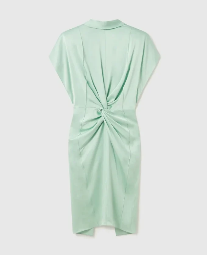 Robe midi à manches cape, dos nu et torsadée