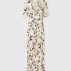 Robe midi à manches courtes en maille imprimée cerises Robe midi à manches courtes en maille imprimée cerises