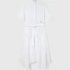 Robe midi à manches courtes et ceinture