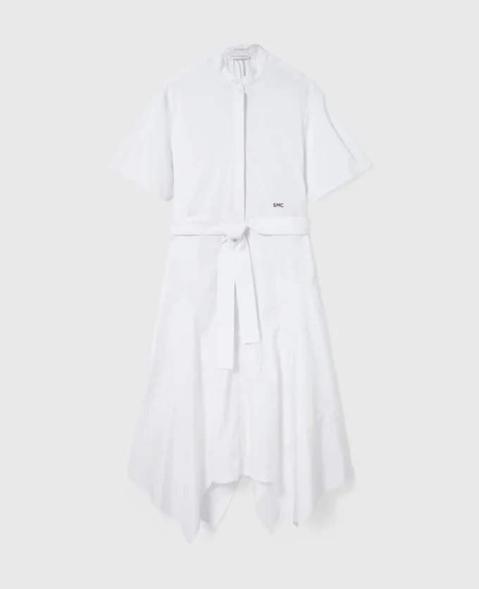 Robe midi à manches courtes et ceinture