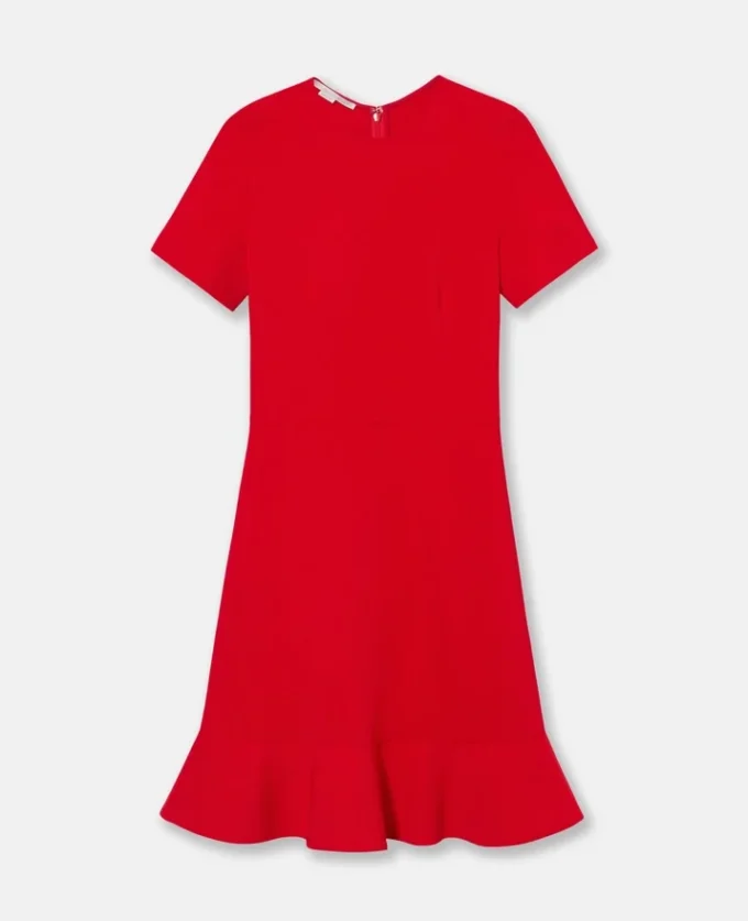 Robe midi à manches courtes et volants