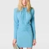 Robe midi à manches longues en jersey plissé Robe midi à manches longues en jersey plissé