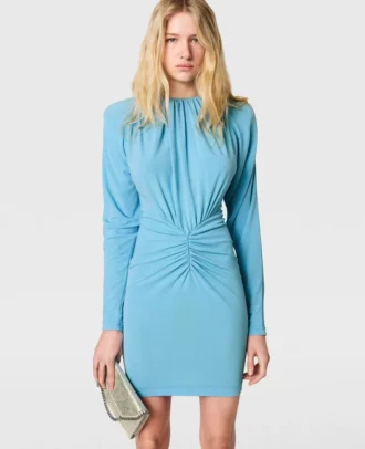 Robe midi à manches longues en jersey plissé Robe midi à manches longues en jersey plissé