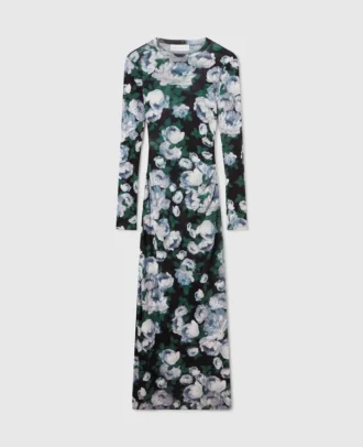 robe midi manches longues en maille florale 1 1 330x406 - Robe midi &agrave; manches longues en maille florale