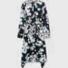 Robe midi à manches longues en maille florale Robe midi à manches longues en maille florale