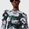 Robe midi à manches longues en maille florale Robe midi à manches longues en maille florale