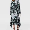 Robe midi à manches longues en maille florale Robe midi à manches longues en maille florale