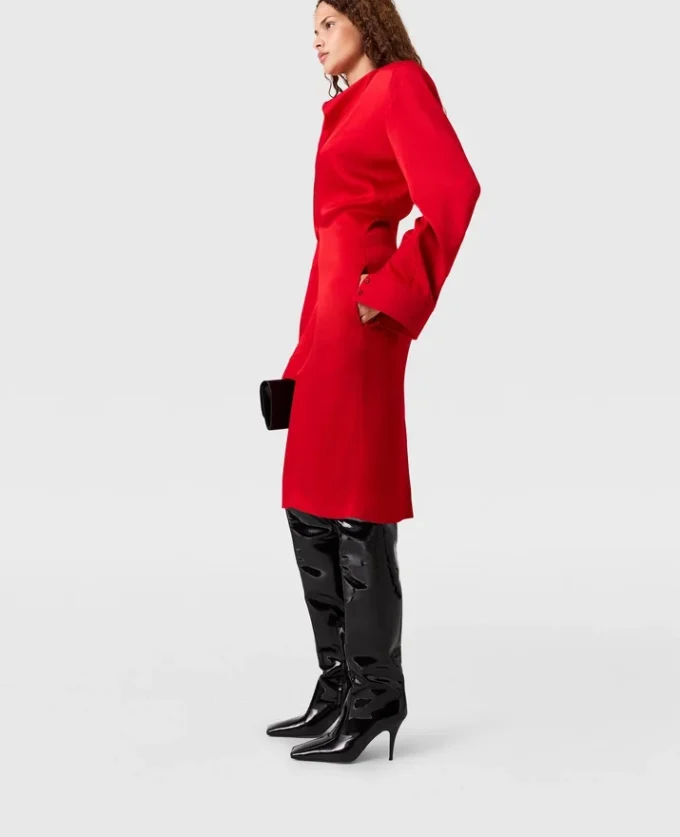 Robe midi à manches longues et col bénitier