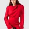 Robe midi à manches longues et col bénitier