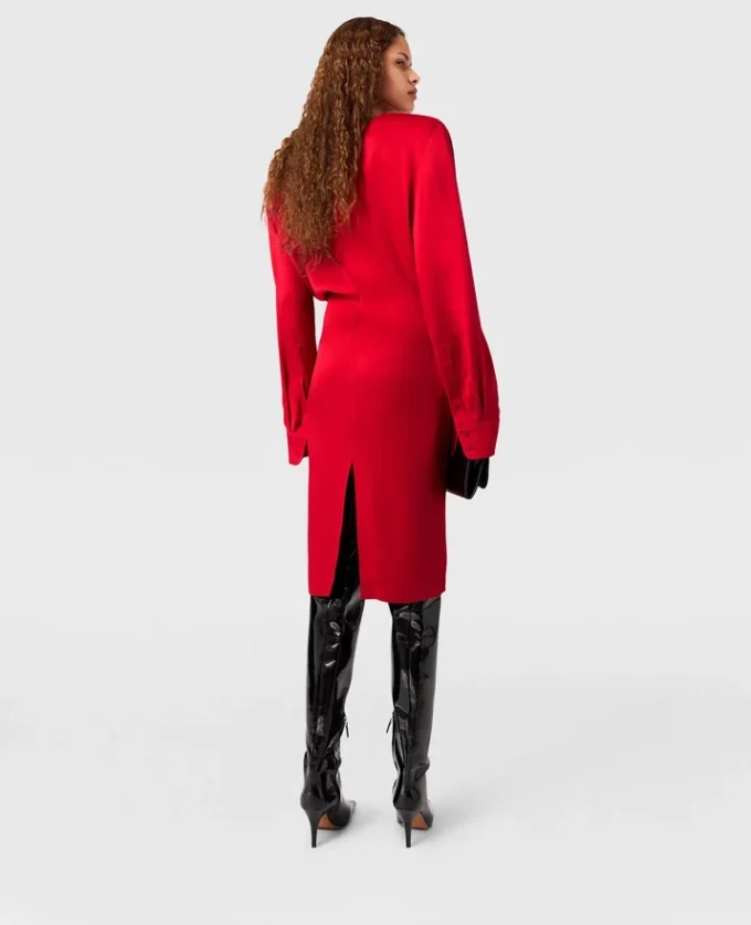 Robe midi à manches longues et col bénitier