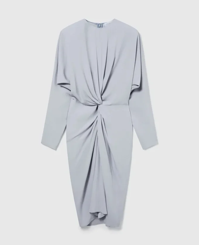 Robe midi à manches longues et devant torsadé Robe midi à manches longues et devant torsadé