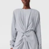Robe midi à manches longues et devant torsadé Robe midi à manches longues et devant torsadé