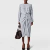 Robe midi à manches longues et devant torsadé Robe midi à manches longues et devant torsadé