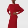 Robe midi à manches longues et épaulettes Robe midi à manches longues et épaulettes