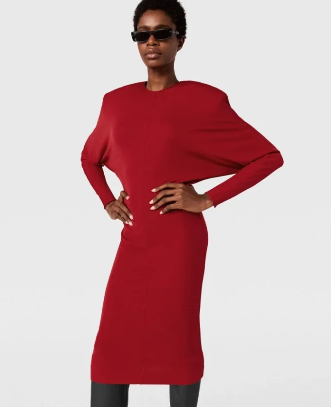 Robe midi à manches longues et épaulettes Robe midi à manches longues et épaulettes
