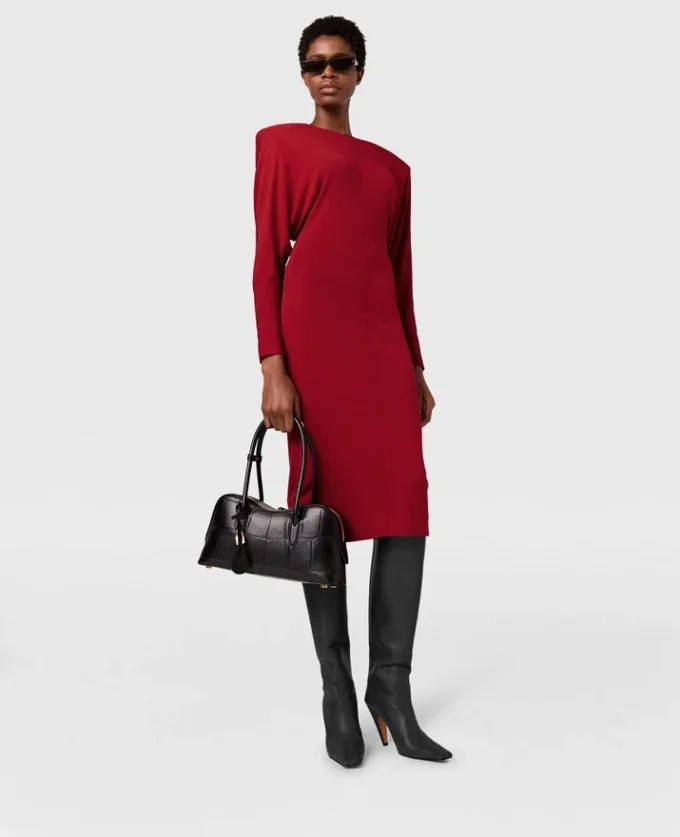Robe midi à manches longues et épaulettes Robe midi à manches longues et épaulettes