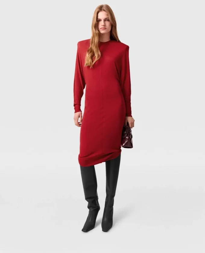 Robe midi à manches longues et épaulettes Robe midi à manches longues et épaulettes