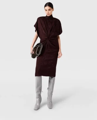 Robe midi à épaulettes et imprimé serpent