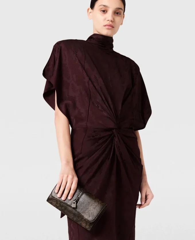 Robe midi à épaulettes et imprimé serpent Robe midi à épaulettes et imprimé serpent