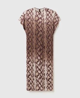 Robe midi à épaulettes imprimé serpent