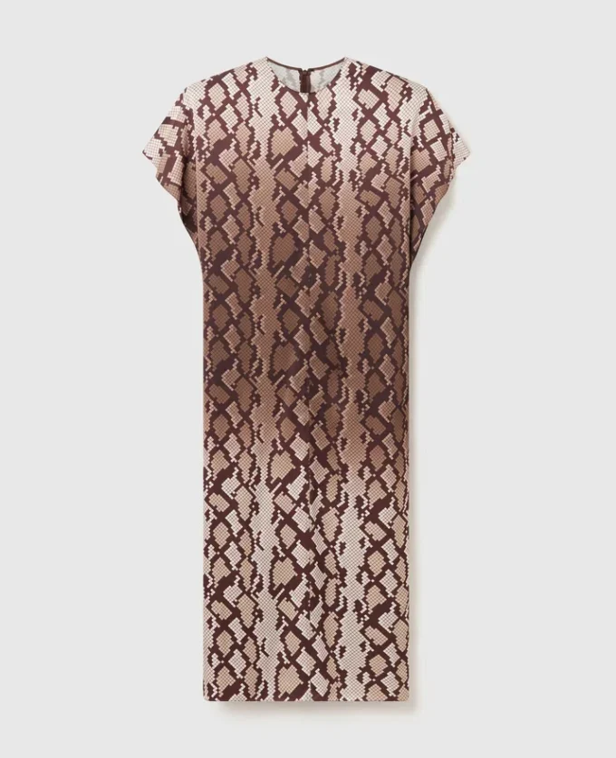 Robe midi à épaulettes imprimé serpent Robe midi à épaulettes imprimé serpent
