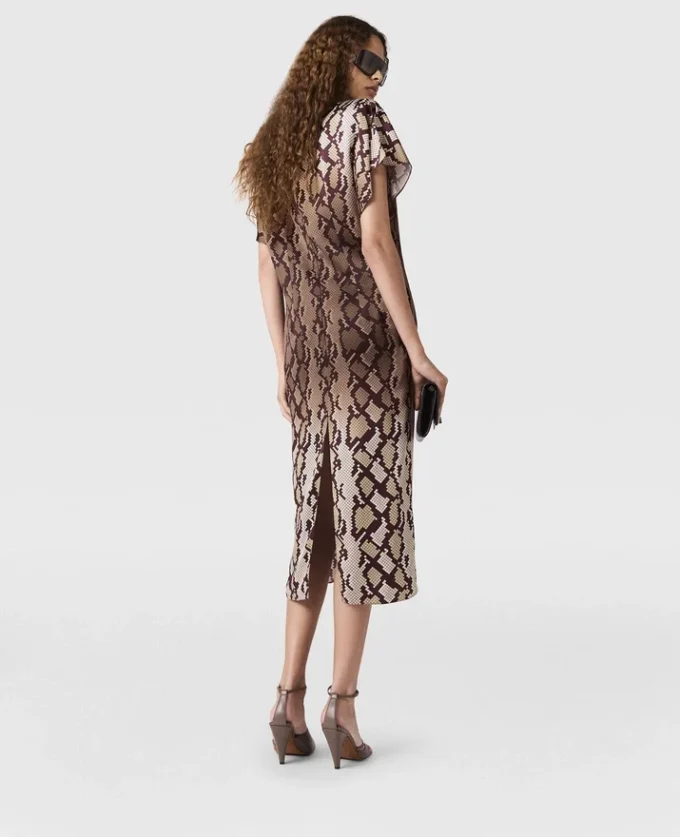 Robe midi à épaulettes imprimé serpent Robe midi à épaulettes imprimé serpent