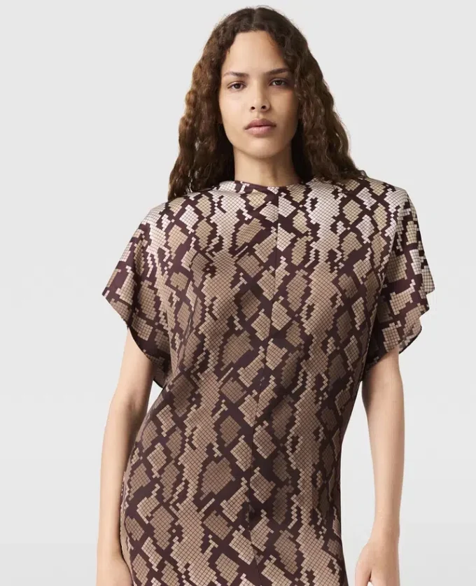 Robe midi à épaulettes imprimé serpent Robe midi à épaulettes imprimé serpent