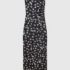 Robe midi sans bretelles en maille imprimée colombes Robe midi sans bretelles en maille imprimée colombes