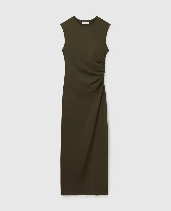 Robe midi sans manches à col rond et maille torsadée