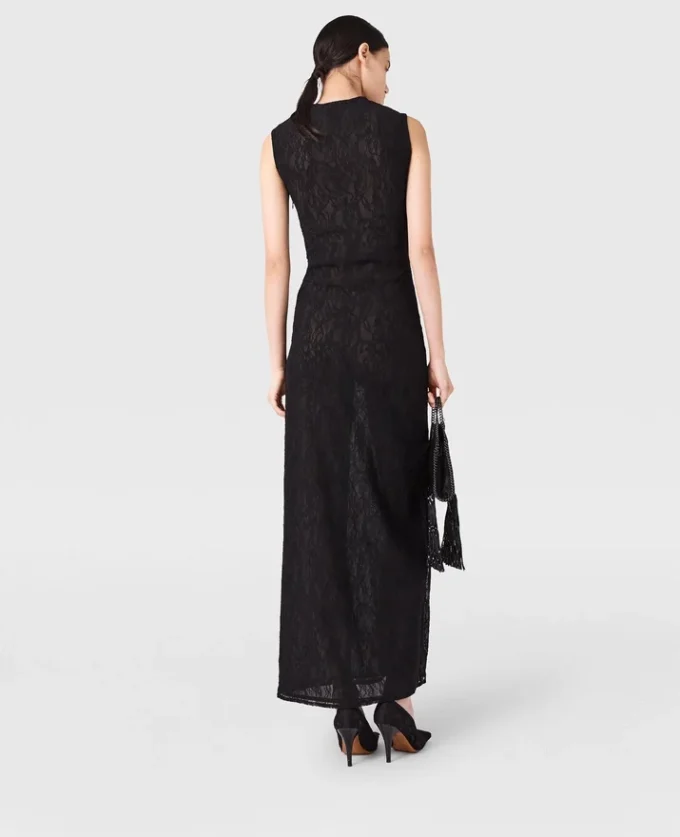 Robe midi sans manches à encolure ronde en dentelle Robe midi sans manches à encolure ronde en dentelle