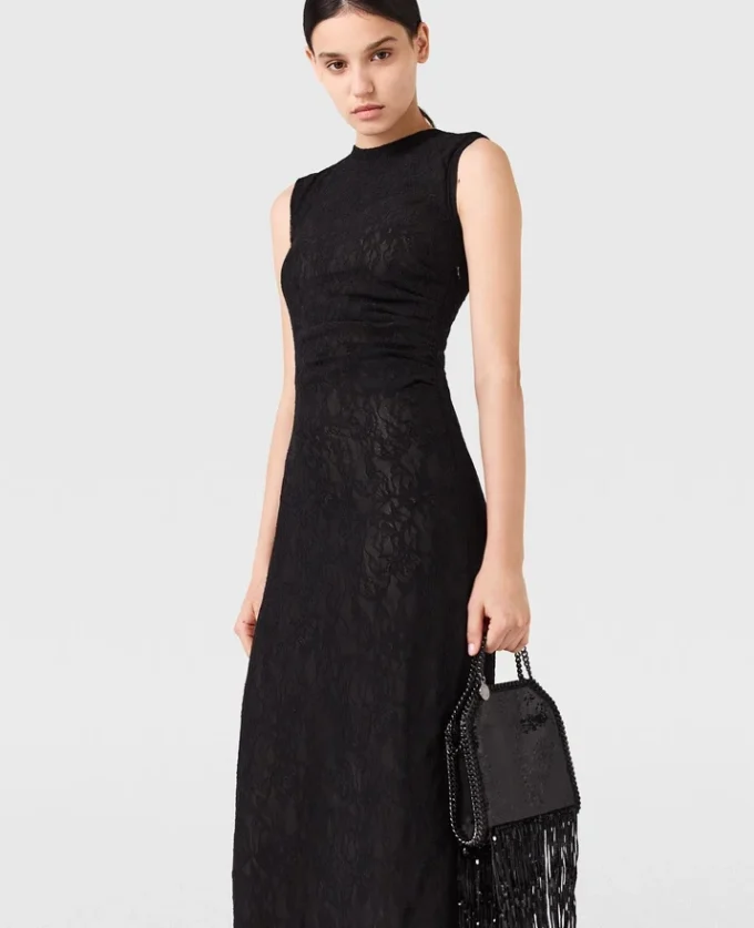 Robe midi sans manches à encolure ronde en dentelle Robe midi sans manches à encolure ronde en dentelle