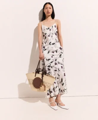 Robe midi sans manches à imprimé cerises