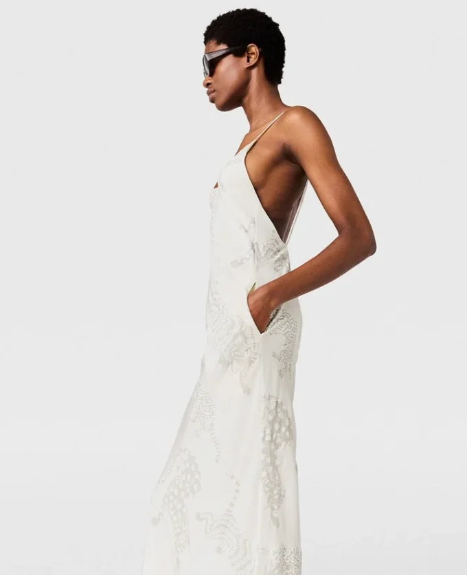 Robe midi sans manches à motif léopard