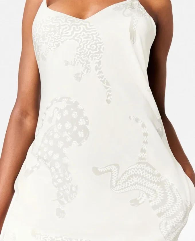 Robe midi sans manches à motif léopard