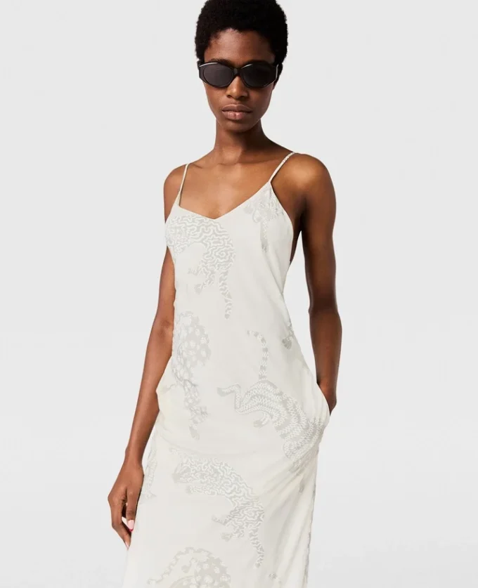 Robe midi sans manches à motif léopard