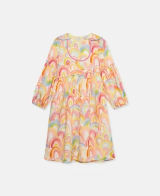 Robe patineuse à imprimé arc-en-ciel aquarelle
