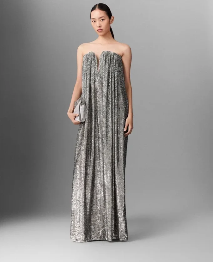 Robe plissée en velours métallisé Robe plissée en velours métallisé