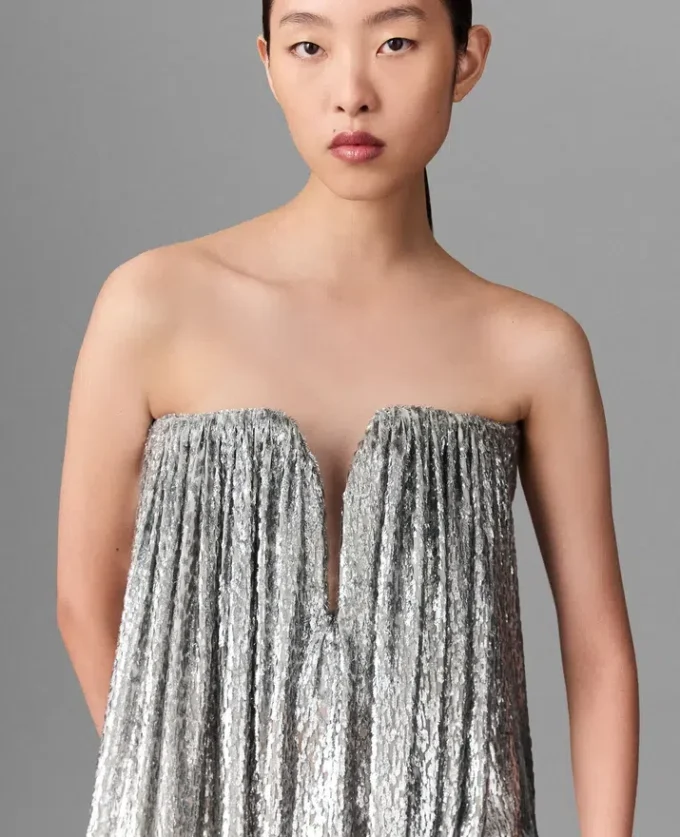 Robe plissée en velours métallisé Robe plissée en velours métallisé