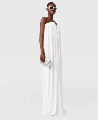 Robe plissée sans bretelles en mélange de soie Robe plissée sans bretelles en mélange de soie